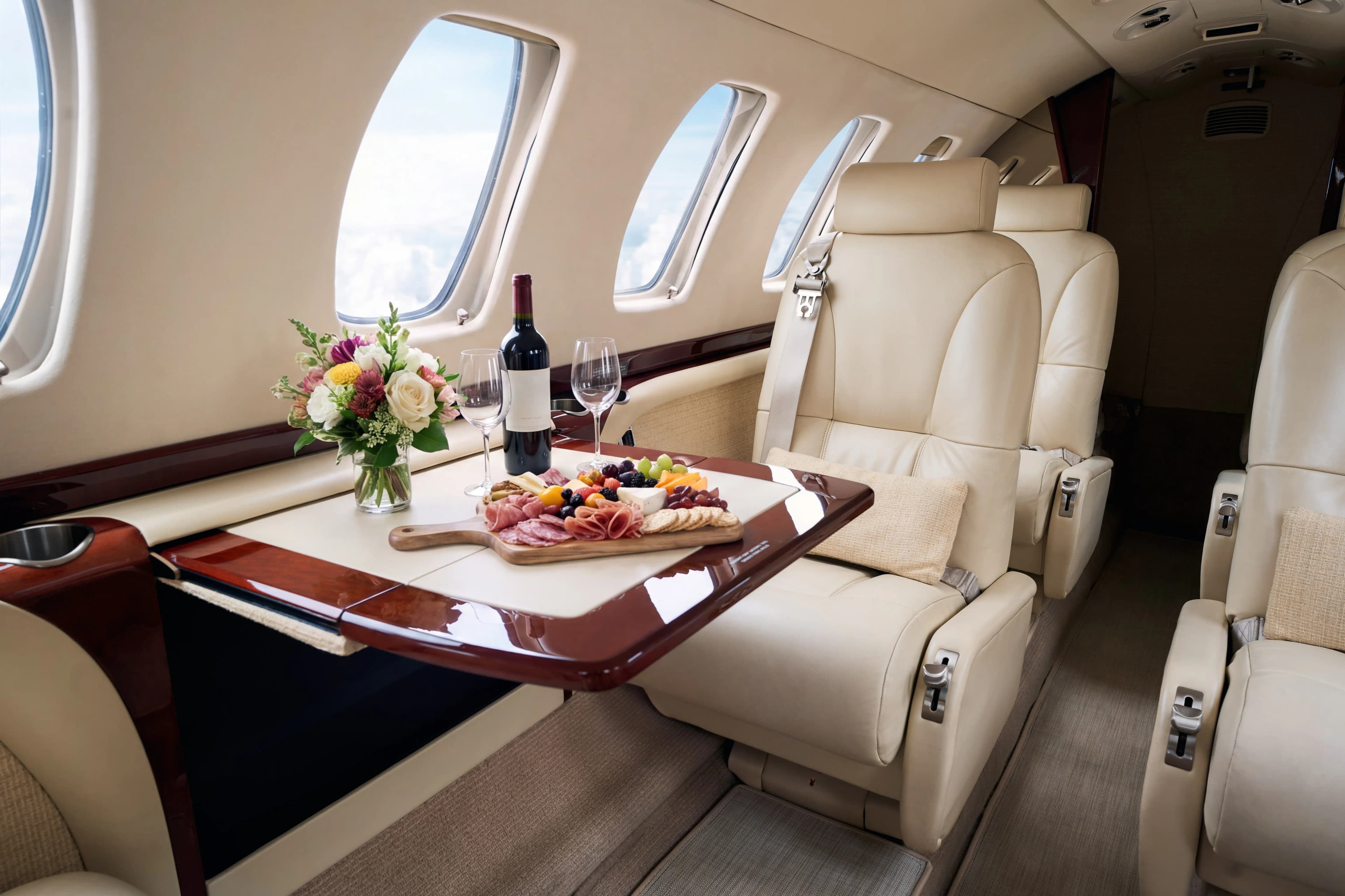 Citation CJ3 cabin refreshment setup