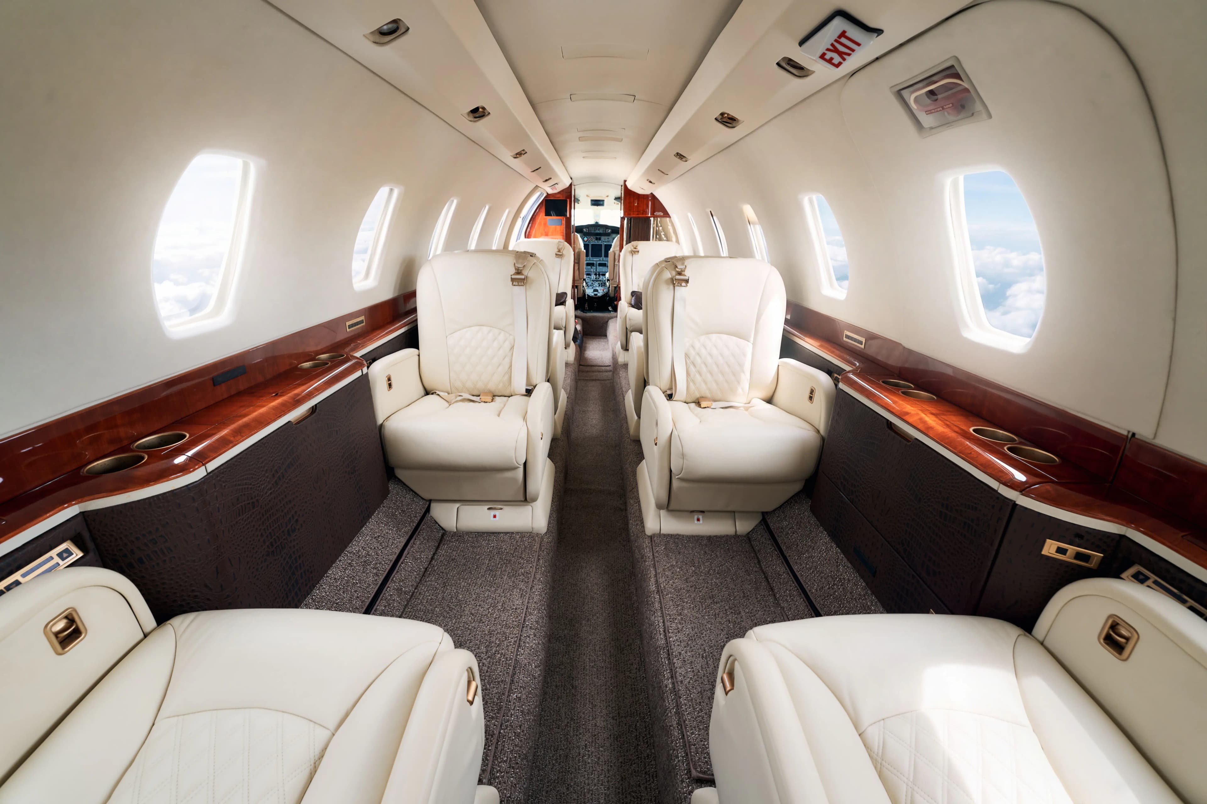 Citation X rear-facing cabin view
