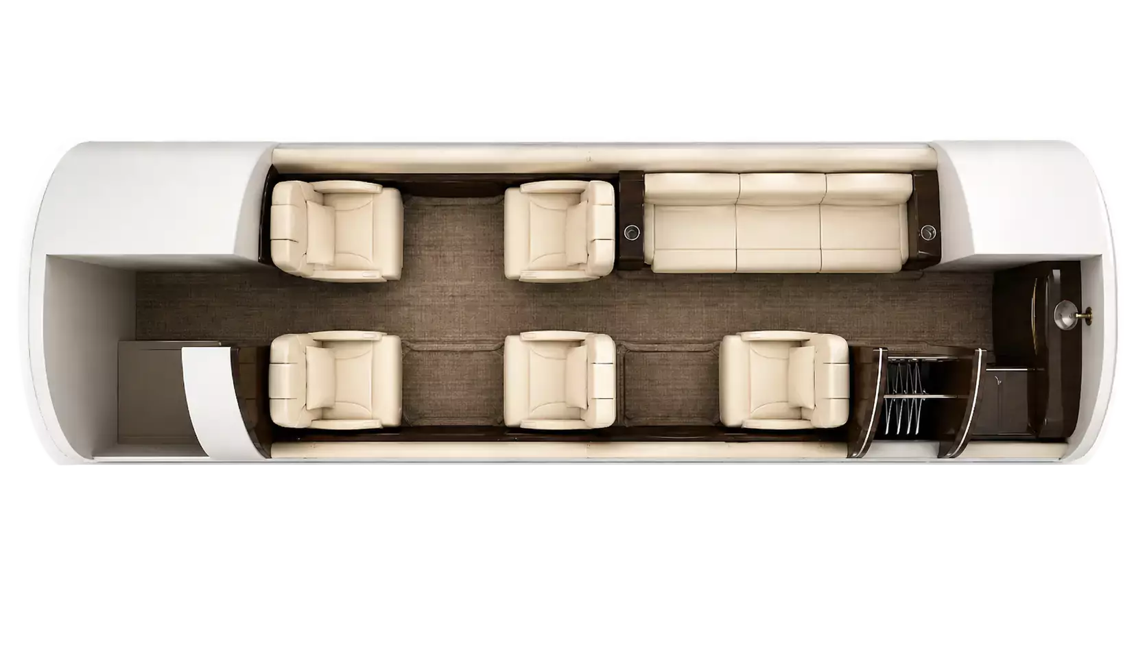 Hawker 800XP cabin layout