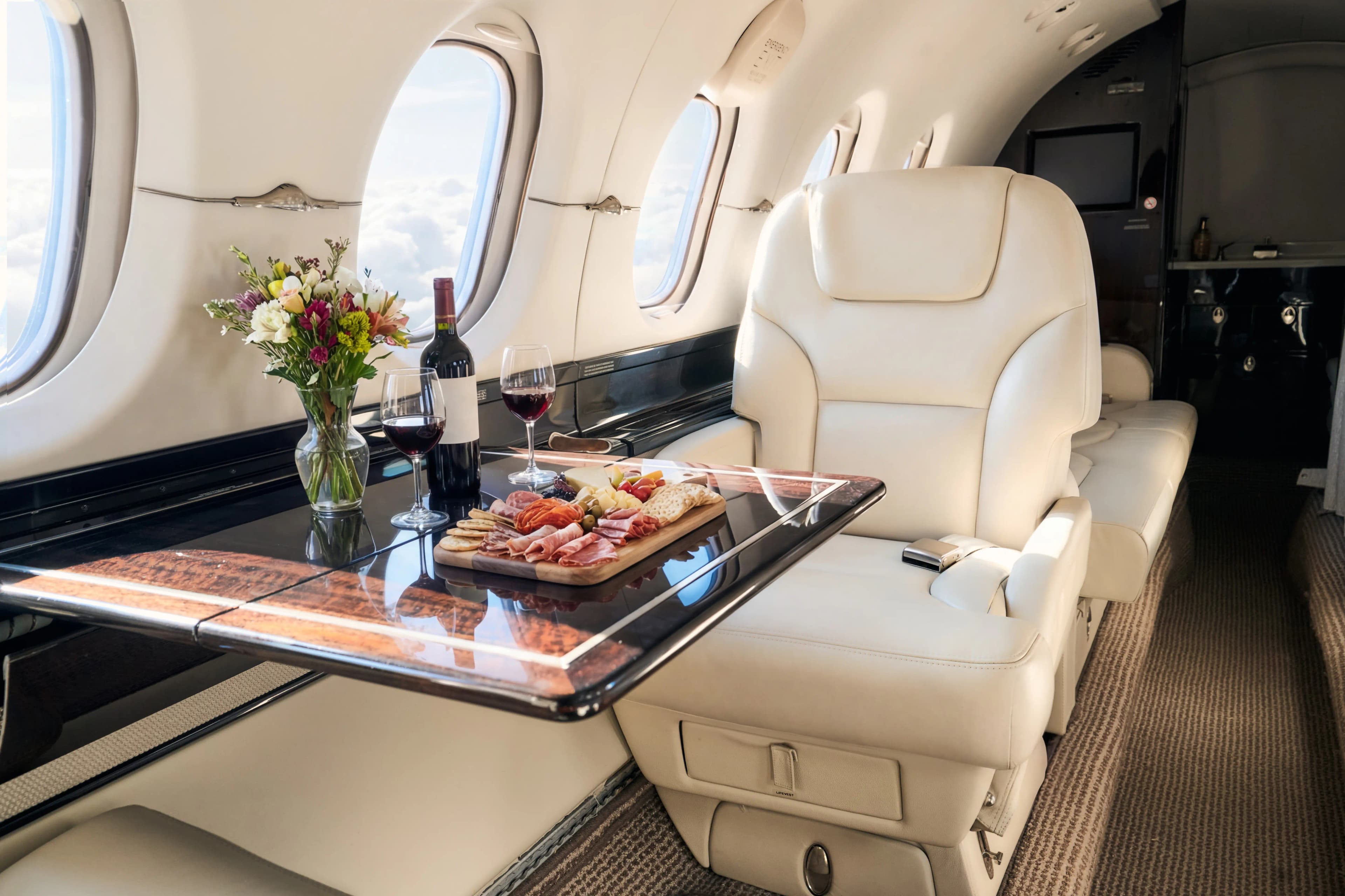 Hawker 800XP dining service