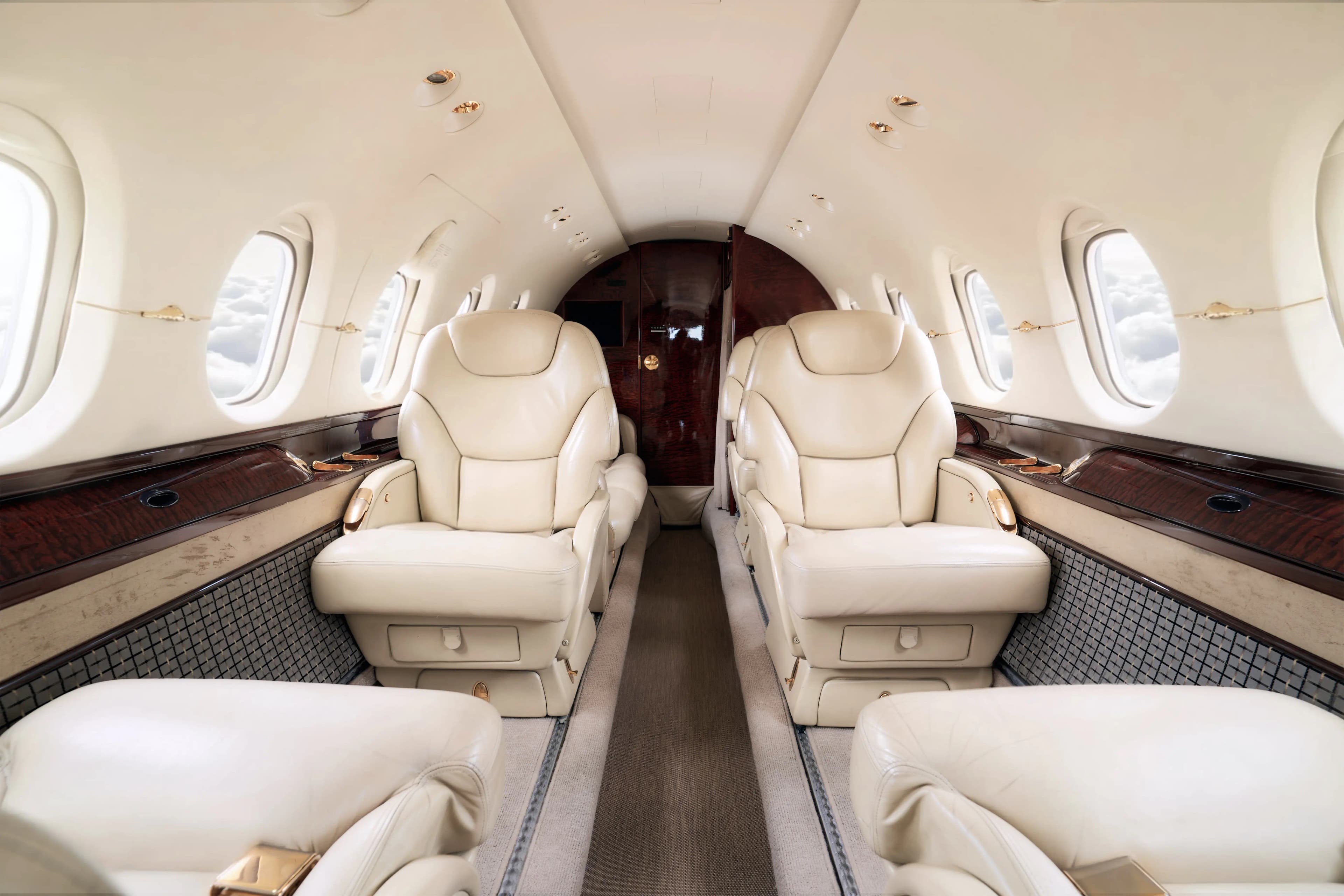 Private jet cabin interior